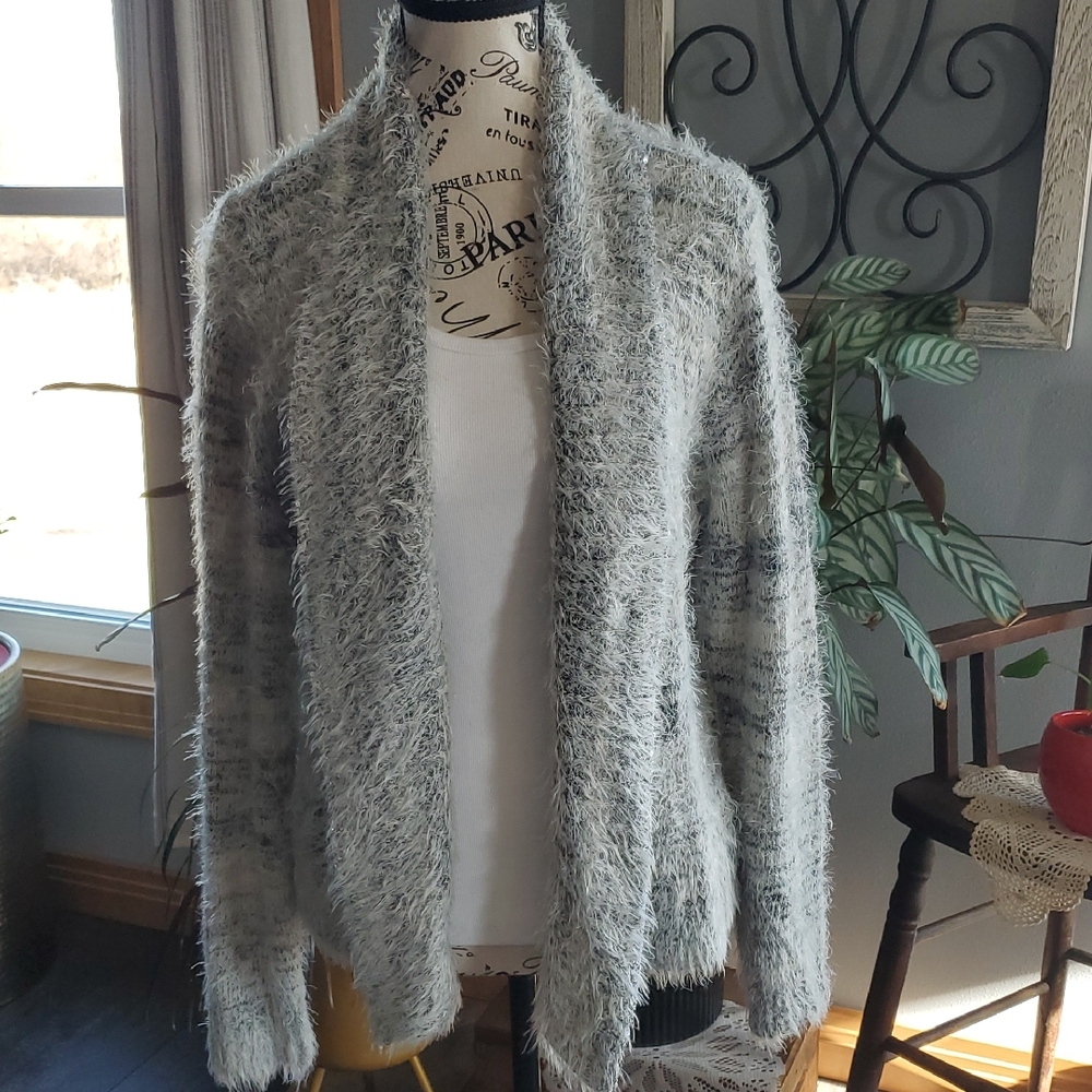 Christopher & Banks Fuzzy Gray Cardigan